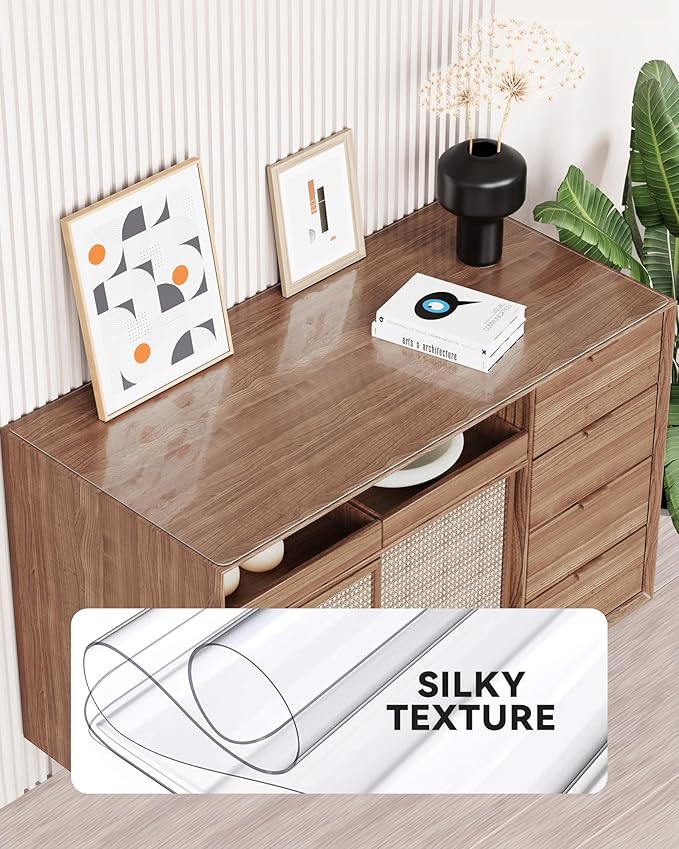 Oterri Clear Writing Desk Pad, 36’’x20” Heat Resistant Waterproof PVC Round Edge Durable Desk Protect Mat, Anti-Static Writing Mat Table Protector