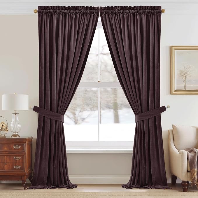 StangH Luxury Purple Curtains 96 inches Privacy Window Drapes, 2 Panels | 300GSM Heavy Soft Velvet, Thermal Insulation, Privacy & Noise Reducing, Bedroom, Living Room, Dining Room, Theater