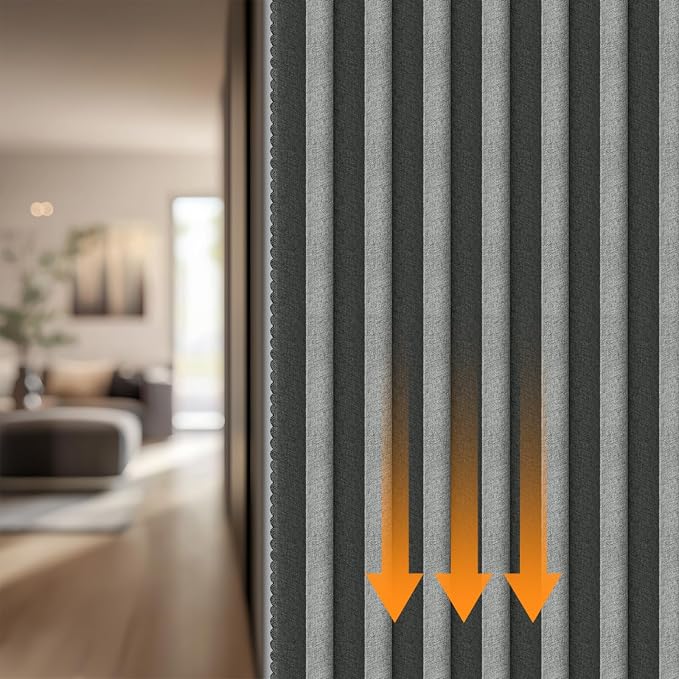 AJAZZ Blackout Accordion Door Invisible Folding Accordion Doors Interior Magnetic Door Curtain for Bedroom Living Room Doorway Curtain Sets Included Rod (1 Pack, 43W x 78 L, Dark Grey)