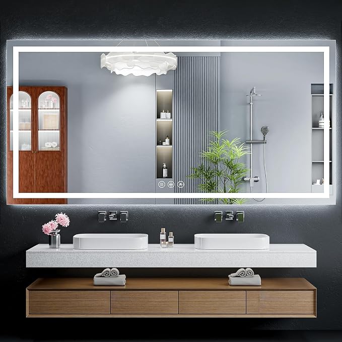 72"x36" LED Bathroom Mirror with Lights, Backlit + Front Lit with CRI>90, Lighted Mirror for Bathroom, Anti-Fog, Dimmable Brightness, 3 Colors, Memory Function, Shatterproof Tempered Glass