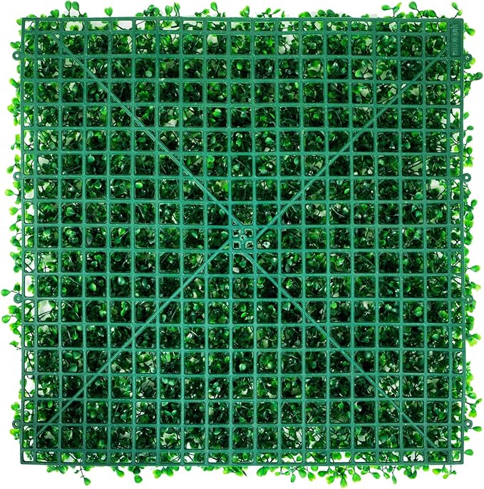 VEVOR Artificial Boxwood Panels 48pcs, 10 x 10 in Boxwood Hedge Wall Panel Artificial Grass Backdrop, 1.6 in Green Fake Grass Wall for Privacy Fence Decor Indoor Outdoor Garden Backyard
