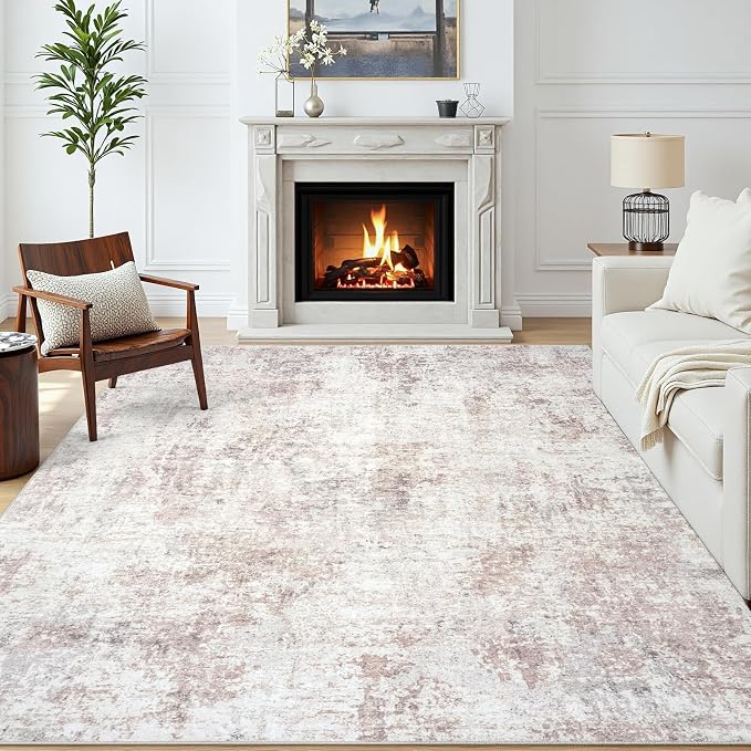Area Rugs 5x7 Living Room: Large Soft Washable Rug Modern Abstract Anti-Skid Non-Shedding Carpet Indoor Floor Thin Carpets for Bedroom Dining Room Farmhouse Nursery Home Office Beige Grey
