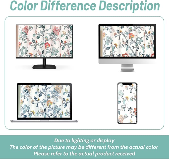 DriftAway Ada Floral Botanical Print Flower Leaf Lined Thermal Insulated Room Darkening Blackout Window Curtains 2 Layers Set of 2 Panels Each 52 Inch by 96 Inch Ivory Orange Teal