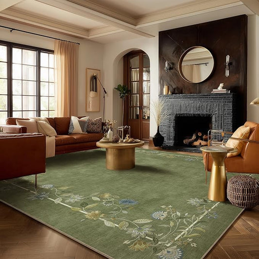 10x12 Area Rug for Living Room: Washable Rugs Stain Resistant Non Slip Low Pile Ultra Soft Faux Wool Lightweight Large Rugs for Bedroom Dining Room Under Table Rug Nursery Farmhouse Home Office Indoor