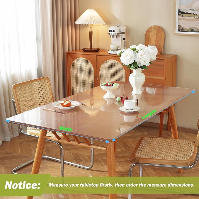 Frosted Clear Table Protector 40 x 90 Inch, 1.5mm Thick Plastic Table Cover, Waterproof PVC Clear Table Cover Protector, Desk Protector Mat, Writing Desk Pad for Desktop, Coffee & Dining Room Table