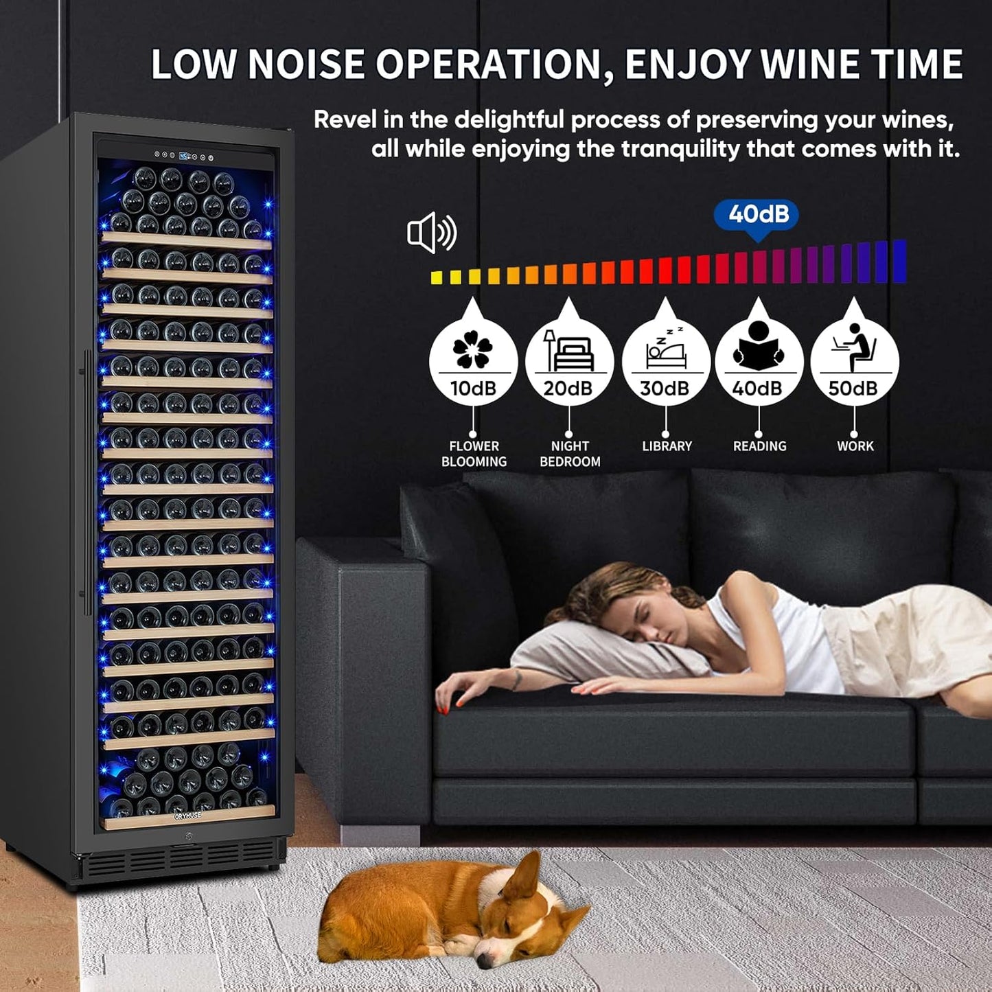 200 Bottle Upgrade Wine Cooler Refrigerator - 24 Inch Large Capacity Wine Fridge Built-In Freestanding, with Quiet Compressor, Professional Temperature Control & Wine Cellar - Black