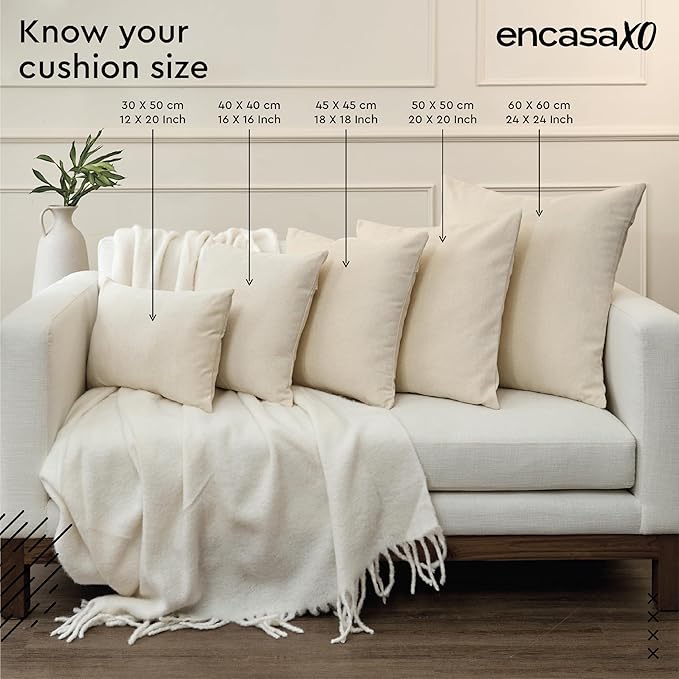 Encasa XO Throw Pillow Covers 24x24 in Set of 4 Egg Blue | No Inserts | Cotton Pillow Covers for Living Room, Bed, Sofa, Couch | Decorative Cushion Covers with Improved Zipper