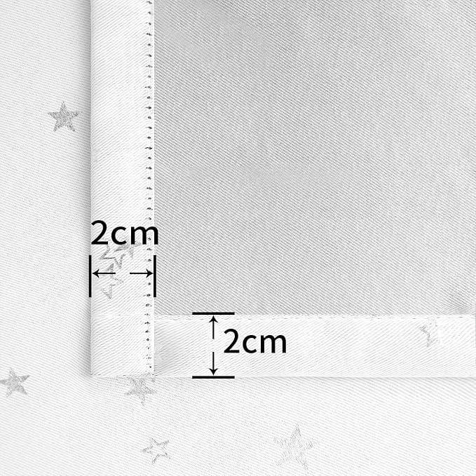 BGment Kids Blackout Curtains for Bedroom - Grommet Thermal Insulated Silver Star Print Room Darkening Curtains for Living Room, Set of 2 Panels (42 x 84 Inch, White)