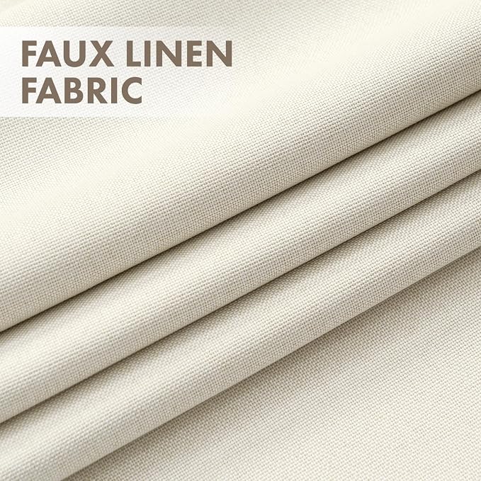 MIULEE 100% Blackout Linen Curtains for Bedroom 84 inches Long, Thermal Insulated Room Darkening Black Out Drapes for Living Room, Back Tab Rod Pocket, 2 Panels Set, 40 Wide x 84 Length, Ivory