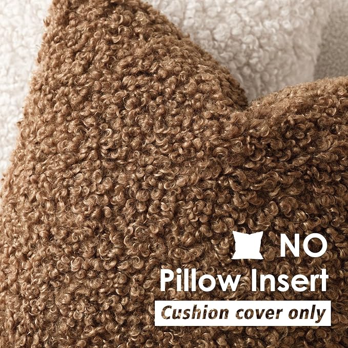 Foindtower 2 Pieces 16x16 Inch Dark Bronze, Faux Fur Throw Pillow Cover Accent Sherpa Furry Pillow Covers Fuzzy Soft Pillowcases Cozy Sheepskin Decorative Fleece Cushion Case for Bed Couch Living Room