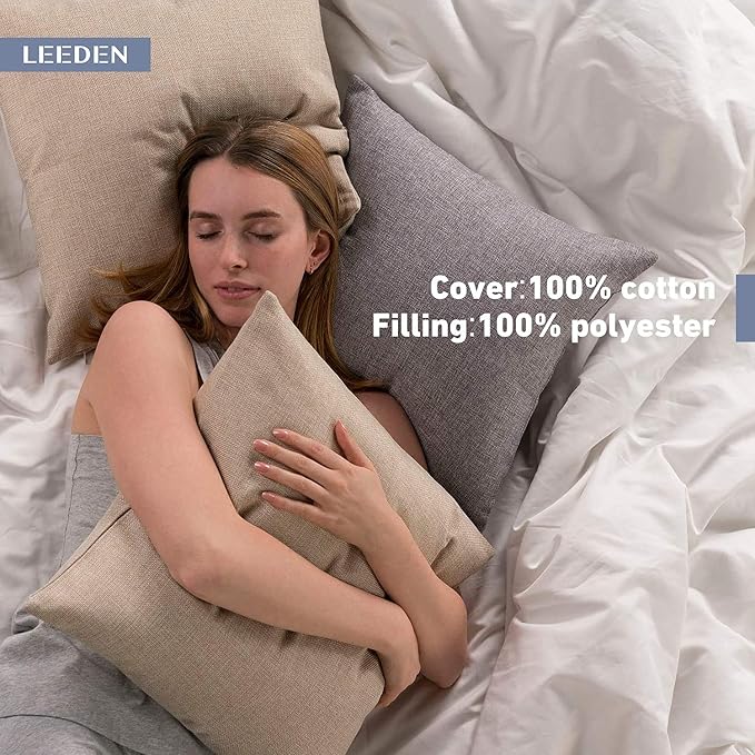 Leeden 22 x 22 Pillow Inserts (Set of 4) - Throw Pillow Inserts with 100% Cotton Cover - 22 Inch Square Interior Sofa Pillow Inserts - Decorative Pillow Insert Pair - White Couch Pillow