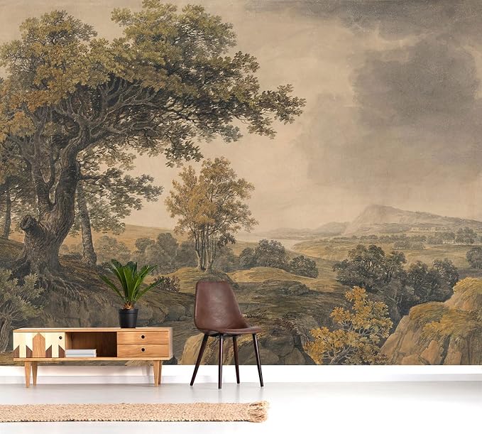 YQWDMX - Beige Forest Peel and Stick Wallpaper Jungle Self-Adhesive Mural for Living Room ZY12 M
