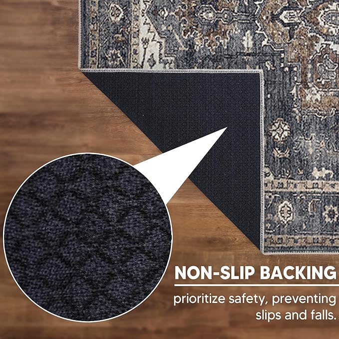 Keen Home Design 3x5 Rug - Machine Washable Entry Rug with Non-Slip Backing, Ideal for Enteryway, Kitchen, Bathroom, Laundry Room - Vintage, Easy Clean, Durable, Low Pile Rug - (3' x 5')