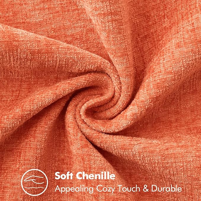MIULEE Pack of 2 Summer Throw Pillow Covers 18x18 Inch Coral Red Farmhouse Decorative Pillow Covers with Stitched Edge Soft Chenille Solid Dyed Pillow Covers for Couch Sofa Bed Living Room