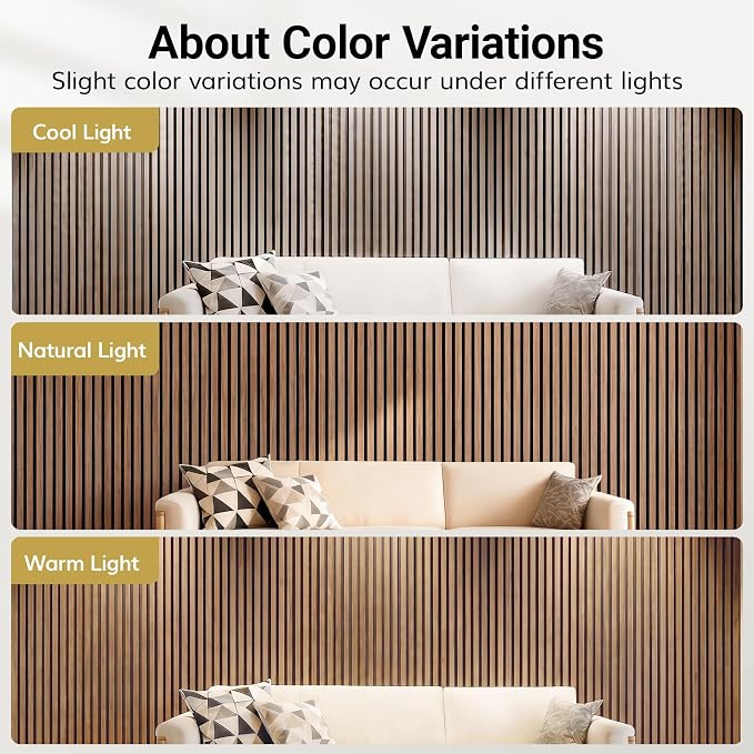 TONOR Wood Slatwall Panels, 2 Pack 47.2" x 23.6"/ 120 x60cm(15.5ft²) Acoustic Wall Panels, Wood Slat Acoustic Panels for Noise Cancelling and Wall Décor Living Room, Bedroom, Home Decor, Walnut