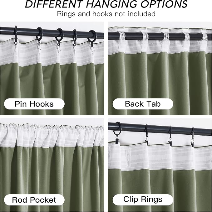 RYB HOME Sage Green Velvet Curtains 96 inch, Room Darkening Super Soft Velvet Drapes for Living Room Thermal Insulated Pleat Tapes Window Treatment for Bedroom Playroom, W52 x L96 inch, 2 Panels