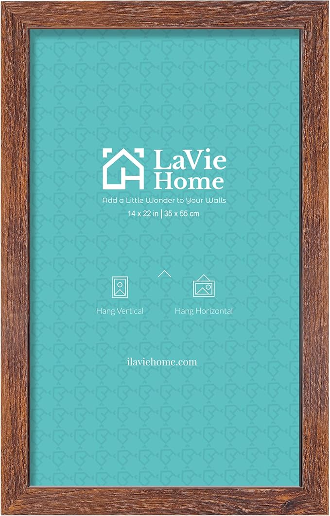 LaVie Home 14x22 Picture Frame Brown Poster Frame, Stable and Sturdy Frame and Polished Plexiglass, Horizontal and Vertical Format of The Walls 1 Pack