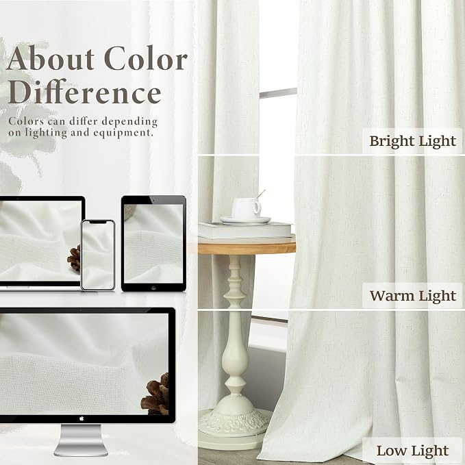 102 Inch Blackout Curtains 2 Panel Set Length Modern Decorative Dark Out Curtain for Bedroom Heat Cold Blocking Window Thermal Insulating Ceiling Drape for Living Room 102 Inches Long Ivory Off White