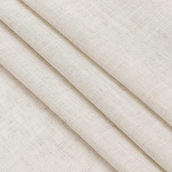 Nanspring Kitchen Curtains Linen 36 Inch Length Beige Farmhouse Small Cafe Curtains Semi Sheer Back Tab and Rod Pocket Drapes for Basement Short Window Curtain 26 x 36 Inch, 2 Panels