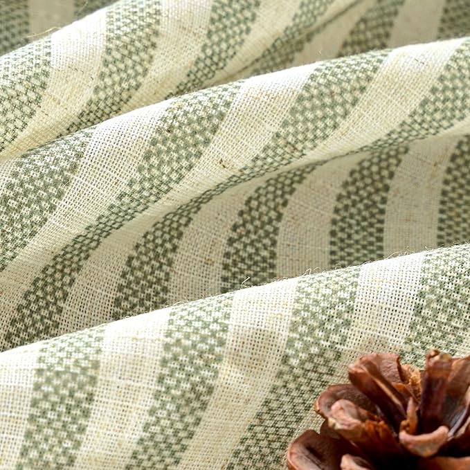 jinchan Linen Curtains 96 Inch Sage Green Stripe on Beige Back Tab 2 Panels | Curtains For Living Room Bedroom,Ticking Stripe, Farmhouse Cottage Core Rustic,Rod Pocket Window Treatment,Light Filtering