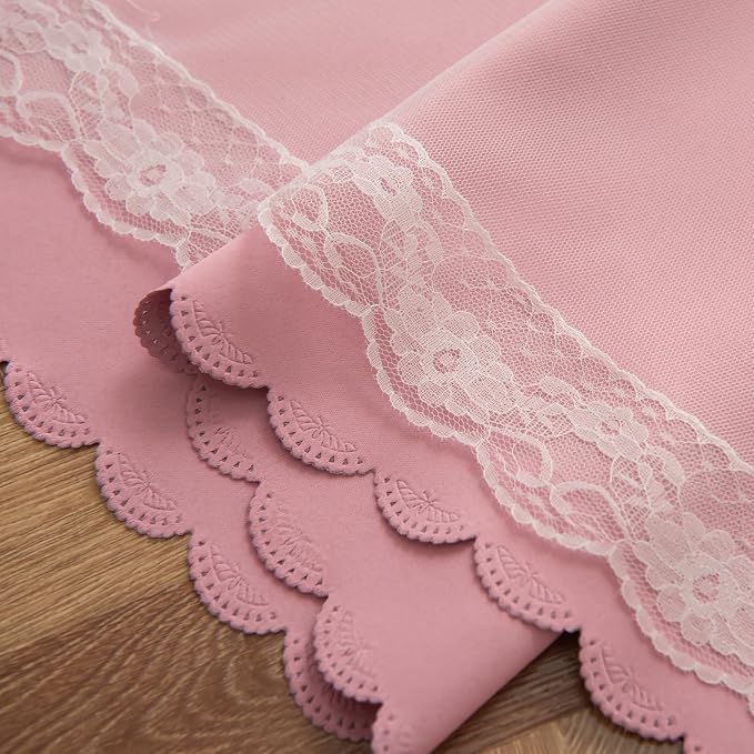 Pink Curtains Nursery Cute Blackout Curtains for Girls Room 63 Inches Long Single Panel Star Cutout Double Layer Curtains & Drapes with Lace Bedroom Decor Window Treatments 63 Inch Length