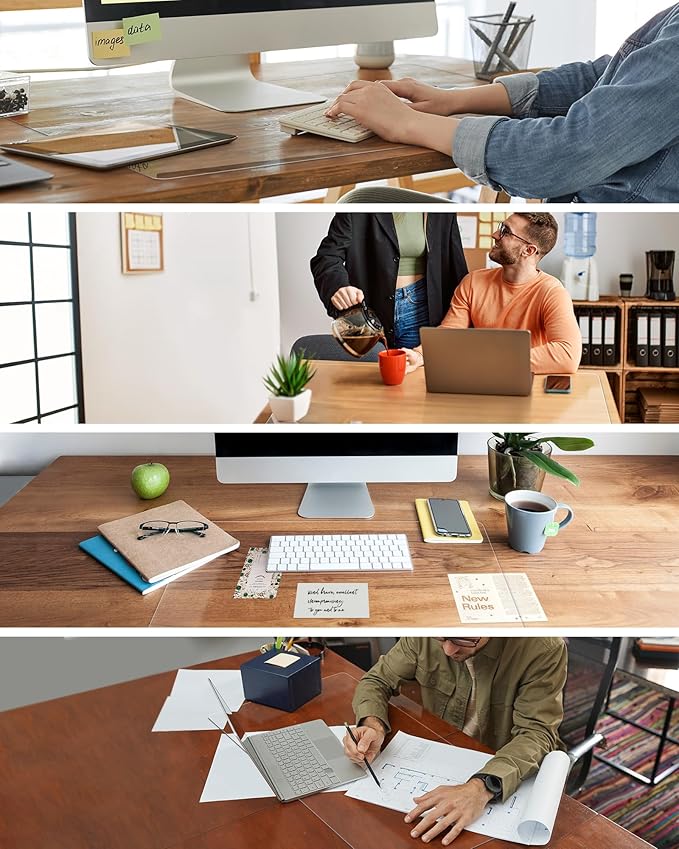 Oterri Clear Writing Desk Pad, 16’’x30” Heat Resistant Waterproof PVC Round Edge Durable Desk Protect Mat, Anti-Static Writing Mat Table Protector