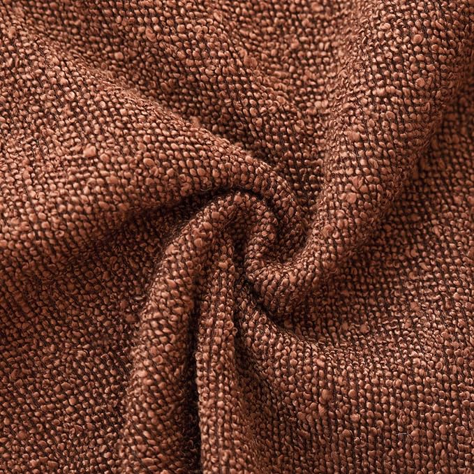 Foindtower Pack of 2 Textured Boucle Throw Pillow Covers Accent Solid Pillow Cases Cozy Soft Decorative Couch Cushion Case for Chair Sofa Bedroom Living Room Home Decor 18x18 Inch Red Taupe