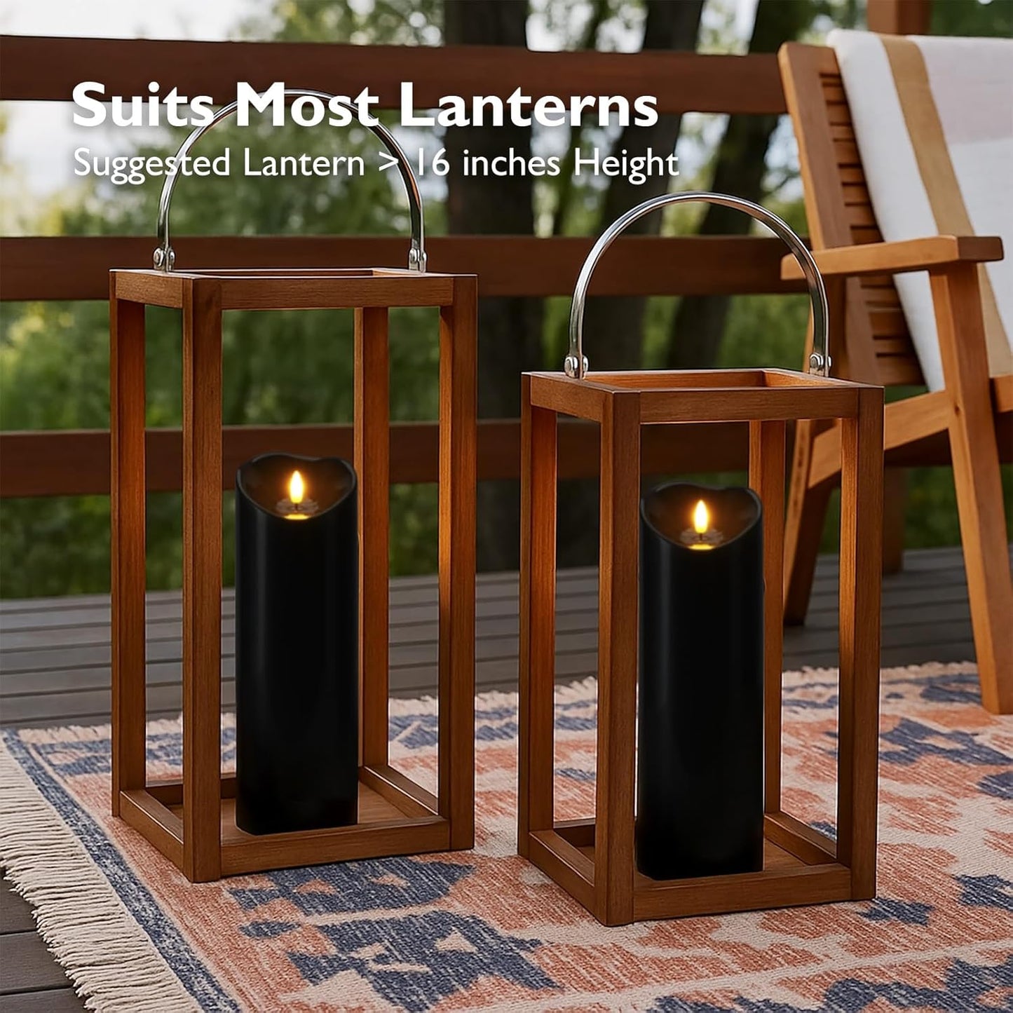 Homemory 4"x12" Black Flameless Candles, Halloween Candles, Outdoor Waterproof Flameless Candles with Remote and Timers, Gothic, Battery Operated LED Pillar Candles, Won't Melt Plastic, 2Pack