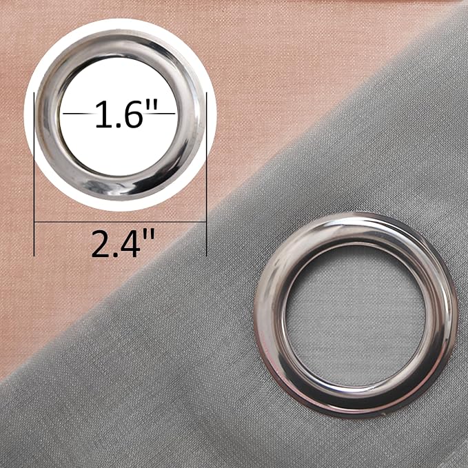 DWCN Ombre Sheer Curtains - Faux Linen Semi Voile Grommet Top Gradient Curtains for Bedroom and Living Room, Set of 2 Window Curtain Panels, 52 x 84 Inch Length（Grey and Pink