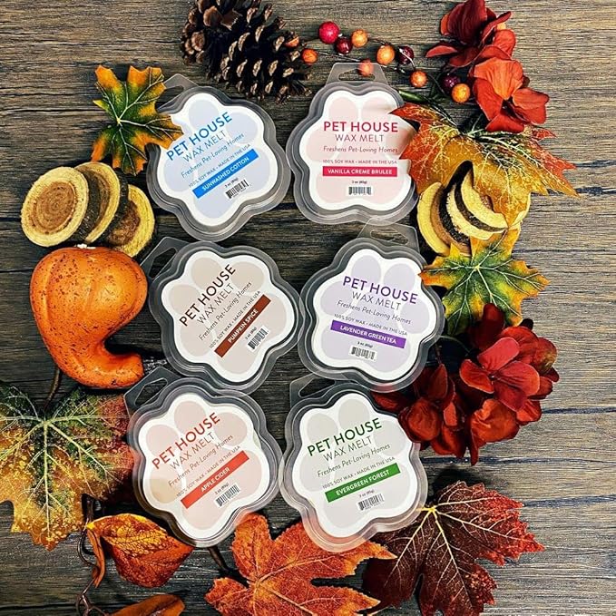 One Fur All Pet House Scented Wax Melts for Warmer - Long-Lasting Pet Friendly Plant Based Soy Wax Melts - Falling Leaves Pack of 2