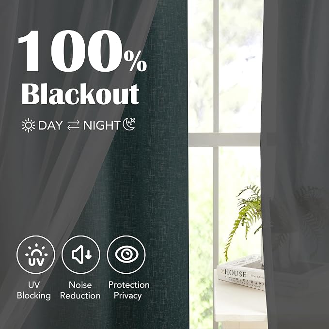 Ombre 100% Blackout Curtains 63 Inches Long 2 Panels for Bedroom Living Room Teal and White Double Layer Sheer Overlay Mix & Match Grommet Thermal Soundproof Drapes with Tiebacks, 52x63