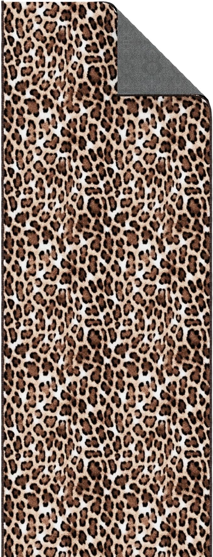 Ottomanson Aisle Runner Rug 1'10.5" x 36' – Soft Non-Slip Rug, Low Pile Carpet for Hallways, Events, Churches & Extra-Long Indoor Spaces, Leopard Print Brown