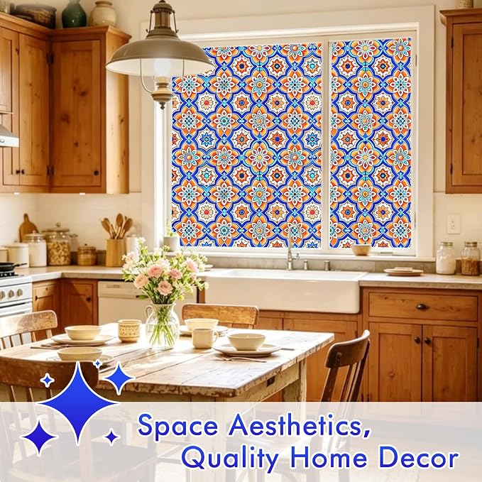 SOMWISE Frosted Glass Window Privacy Film with Tools, Heat Blocking, Anti-UV, Anti-Glare, Static Cling, Decor for Home Bathroom Door, Renter Friendly, Removable, Reusable, Blue 45Inchx78.5Inch