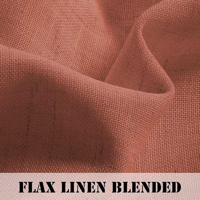 H.VERSAILTEX Linen Curtains Elegant Natural Linen Semi Sheer Curtains Energy Light Filtering Rod Pocket Window Treatments Panels for Living Room (Set of 2, Terracotta, 52 inch W X 54 inch L)