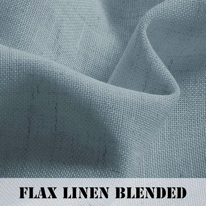 Linen Curtains Elegant Natural Linen Blended Curtains Energy Efficient Light Filtering / Rod Pocket Window Treatments Panels / Drapes for Livingroom (Set of 2, Stone Blue, 52 inch W X 72 inch L)