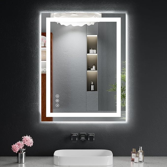 30"x24" LED Bathroom Mirror with Lights, Backlit + Front Lit, Lighted Mirror for Bathroom, Anti-Fog, Dimmable Brightness, 3 Colors, Memory Function