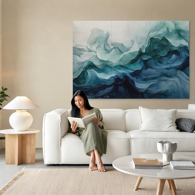 Soon Global Acoustical Wall Panels, 72 X 48 Inches Art Acoustic Panels, Decorative Acoustic Panels, Acoustic Wall Panels, Sound Absorbing Wall Art, Aqua Dreams