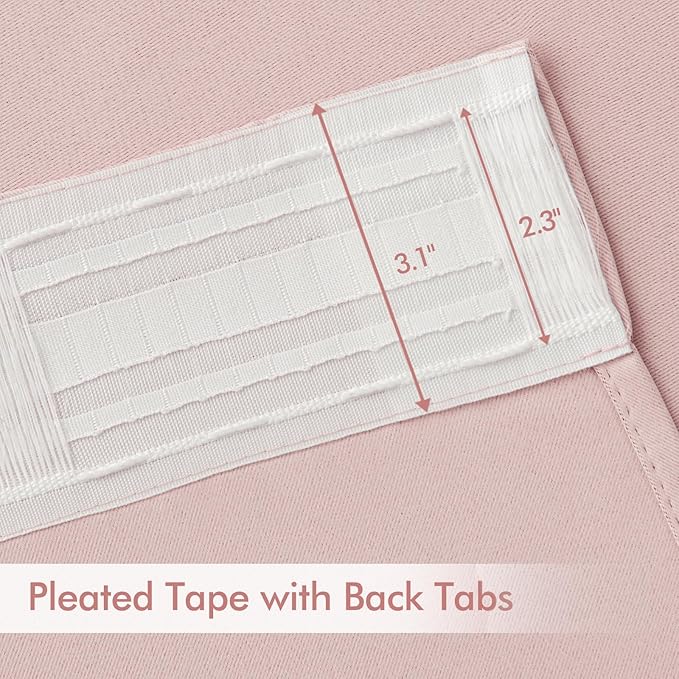 MIULEE Light Pink Back Tab Blackout Curtains 96 Inch Long 2 Panels Set for Living Room Bedroom, Rod Pocket/Pinch Pleated Long Thermal Insulated Room Darkening Light Blocking Floor to Ceiling Drapes
