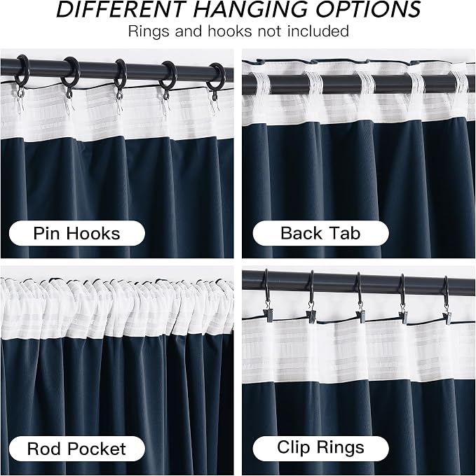 RYB HOME Navy Blue Velvet Curtains 84 inches- Velevt Blackout Curtains for Bedroom, Thermal Insulated Noise Reducing Panels Soft Luxury Window Decor, Navy Blue, W52 x L84 inches, 2 Panels