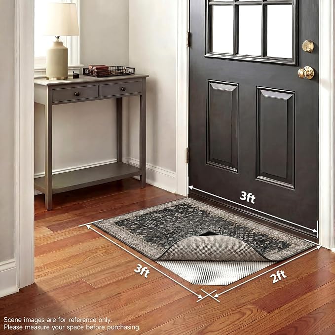 Veken Rug Gripper Pad for Hardwood Floors Tile Floors with 4 Pcs Rug Tape, Thick Cushion Non Slip Rug Pads for Area Rugs, Under Carpet Anti Skid Mat, Keep Your Rugs Safe and in Place, 2x3 Ft