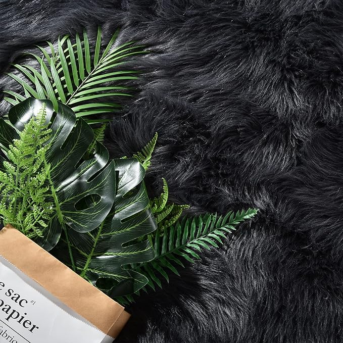 Latepis Dark Grey Runner Rugs 2x6 Faux Sheepskin Fur Rug Bedside Super Soft Fluffy Rugs for Bedroom and Living Room Fuzzy Shaggy Rug Luxury Home Decor