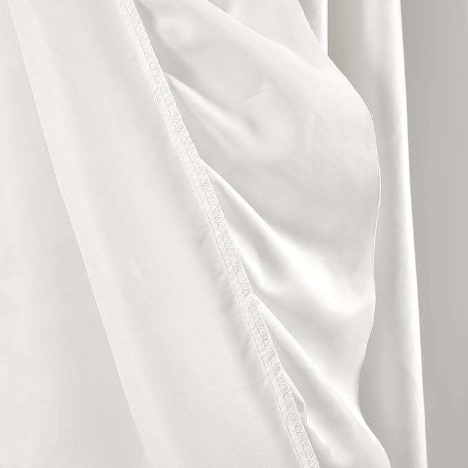 Lush Decor Reyna Ruffle Window Curtain Panel Set, Pair, 54" W x 63" L, White - Flowy Curtain Set - Romantic Ruffle Curtains for Bedroom, Living room, or Dining Room - Farmhouse & Cottage Home Decor