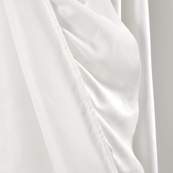 Lush Decor Reyna Ruffle Curtain Panel, White | 54"W x 84"L | Panel Pair | Pack of 4