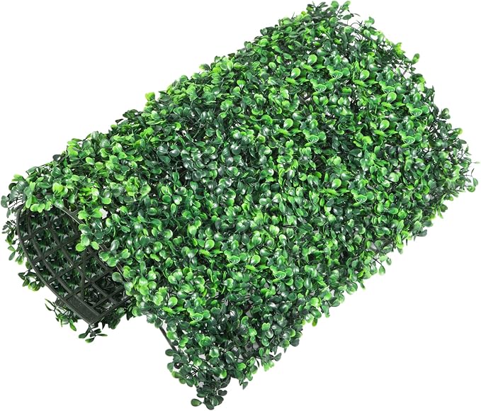 VEVOR Artificial Boxwood Panel, Green, 20x20 in, 24pcs | 1.6 in Sun Protected Boxwood Hedge Wall Panels, for Privacy Fence Decor Indoor Outdoor Garden Backyard