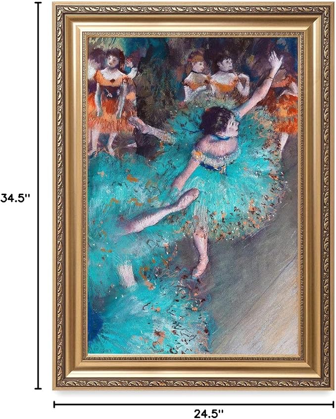 DECORARTS - Dancer in Green by Edgar Degas. Oil Painting Reproduction, Giclee Print on Canvas. Ready to Hang Framed Wall Art for Home and Office Decor. Canvas Size: 20x30 Framed Size: 26x36