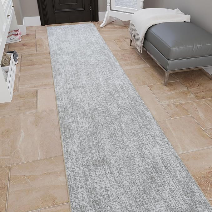 Ottomanson Hallway Runner Rug 1'10.5" x 12' – Soft Non-Slip Rug, Low Pile Carpet for Entryway, Kitchen & Long Hallways in Apartments and Homes, Solid Beige