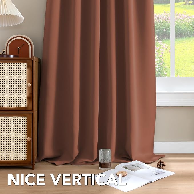 H.VERSAILTEX Blackout Curtains Thermal Insulated Window Treatment Panels Room Darkening Blackout Drapes for Living Room Back Tab/Rod Pocket Bedroom Draperies (2 Panels, Washed Spice, 52 x 96 Inch)