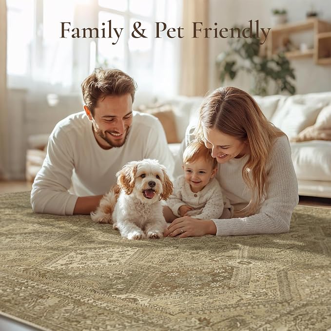 GENIMO Runner Rug 2x7 Non Slip Machine Washable Hallway Runner Rug, Low Pile Lightweight Rugs for Entryway, Hallway, Kitchen and Corridor, Tan Brown