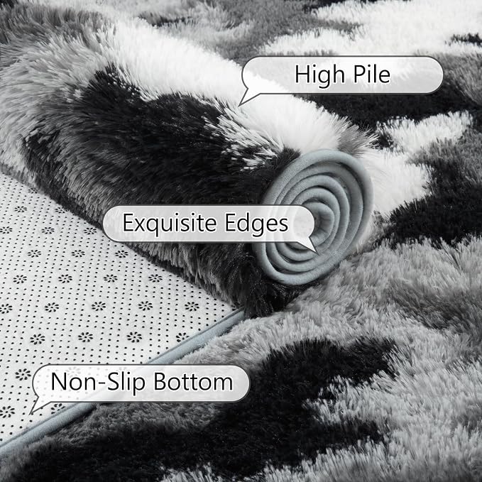 AROGAN Washable 2x6 Runner Rug for Hallway, Long Runner Rugs wtih Soft Memory Foam for Bedroom, Non Slip Backing Carpet, Bedside, Entryway Home, Camouflage Black and White
