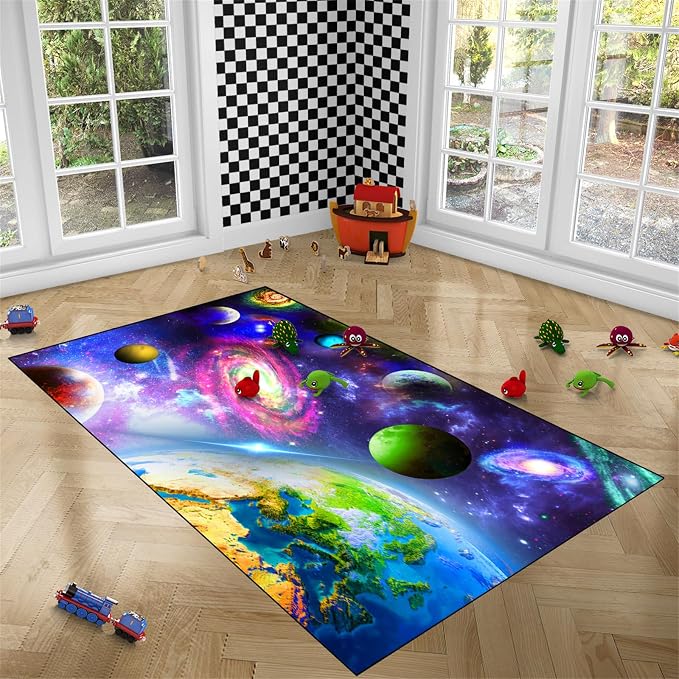 Solar System Rug - Outer Space Rugs Galaxy Mat Planets Carpet for Kids Bedroom Playroom Classroom Home Decor,2'5''×4'